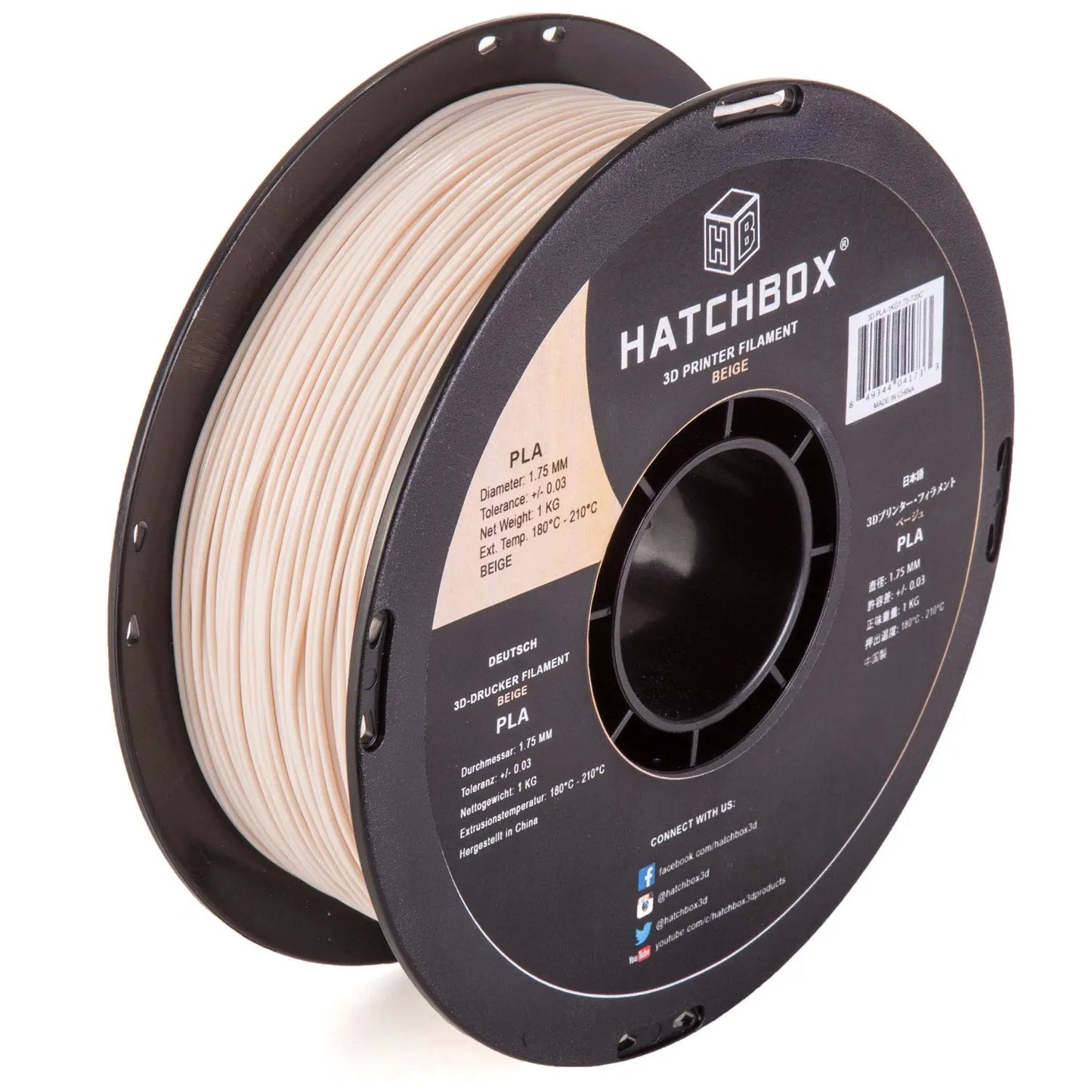 Hatchbox PLA Filament – Beige – 1.75mm, 1kg