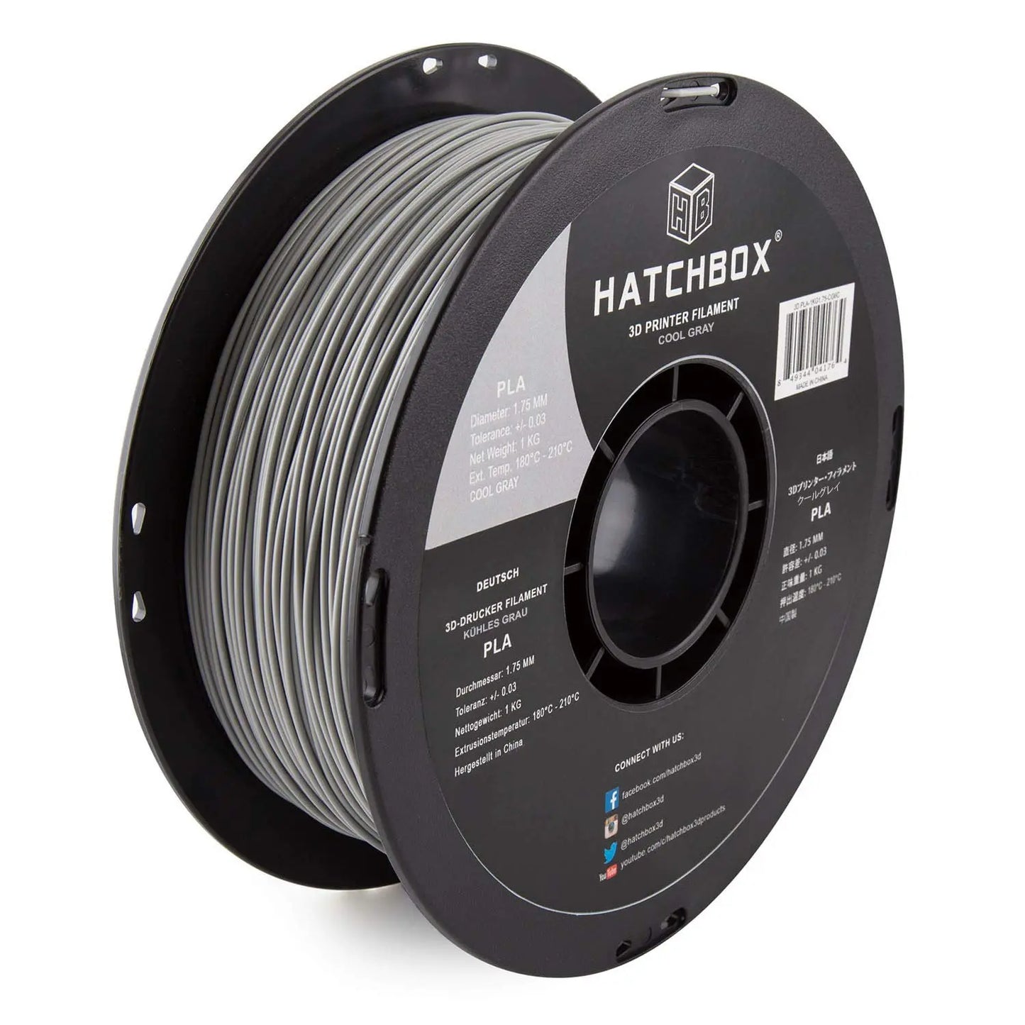 Hatchbox3D 1.75mm PLA - Cool Gray