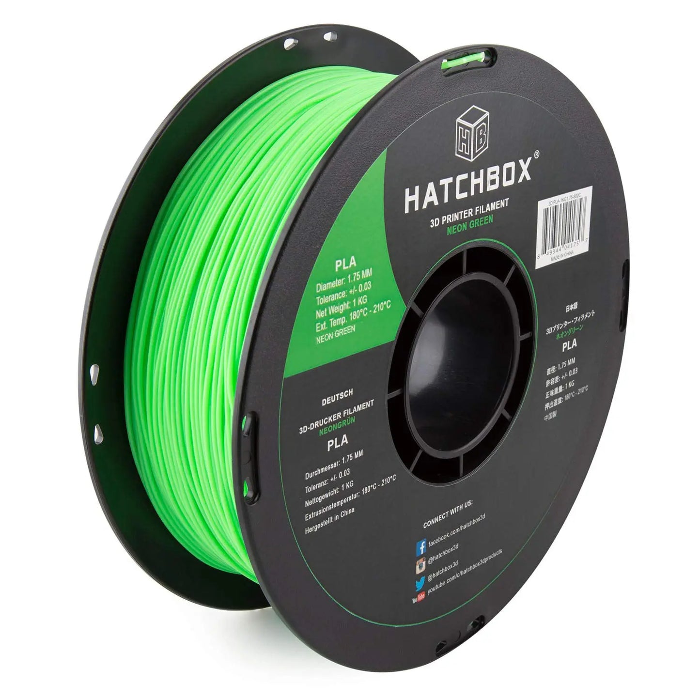 Hatchbox3D 1.75mm PLA - Neon Green