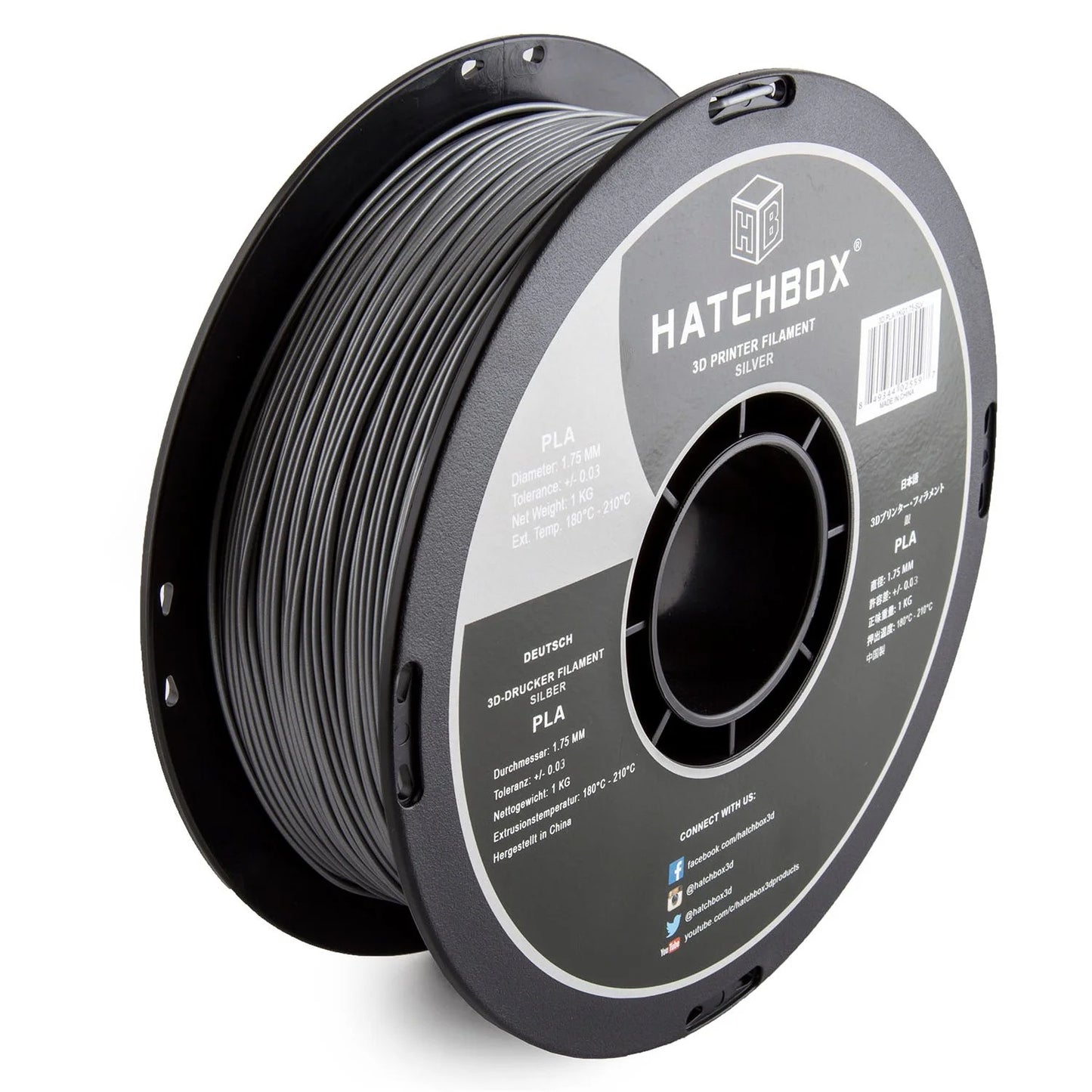 Hatchbox3D 1.75mm PLA - True Silver