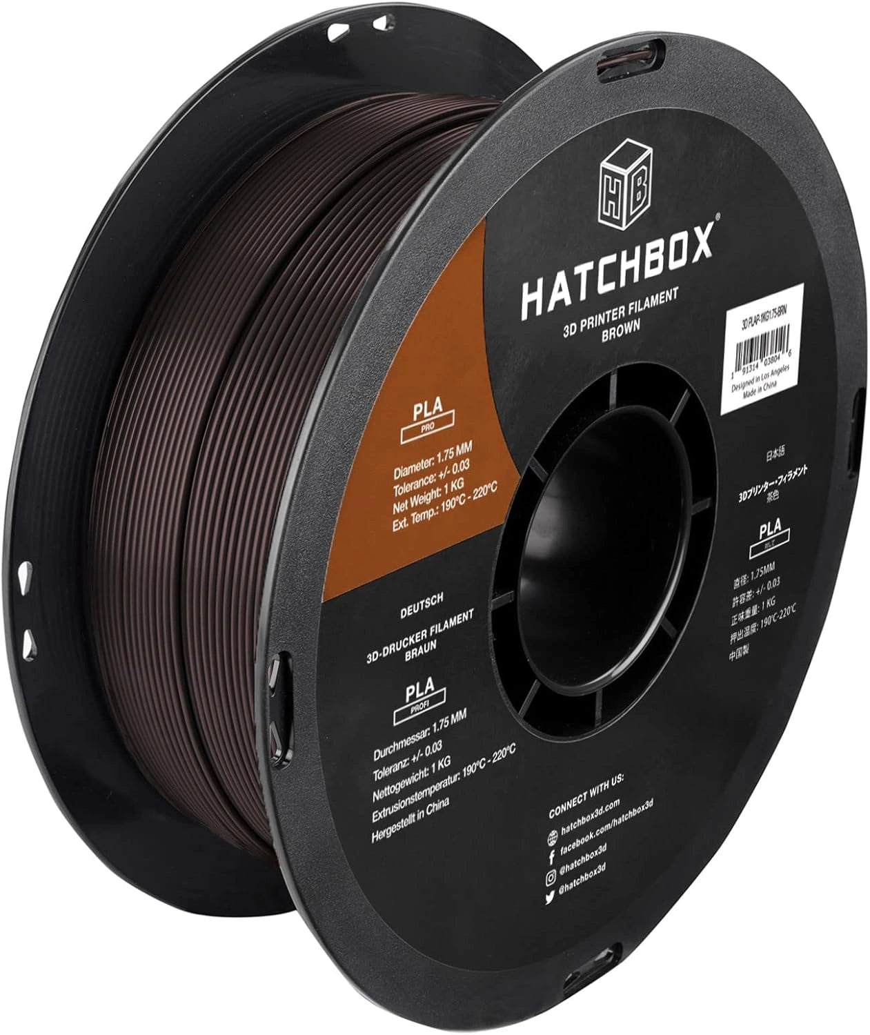Hatchbox3D 1.75mm PLA - Brown