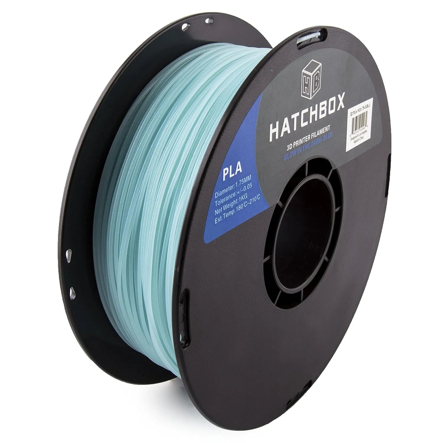 Hatchbox PLA Filament – Glow in the Dark Blue – 1.75mm, 1kg
