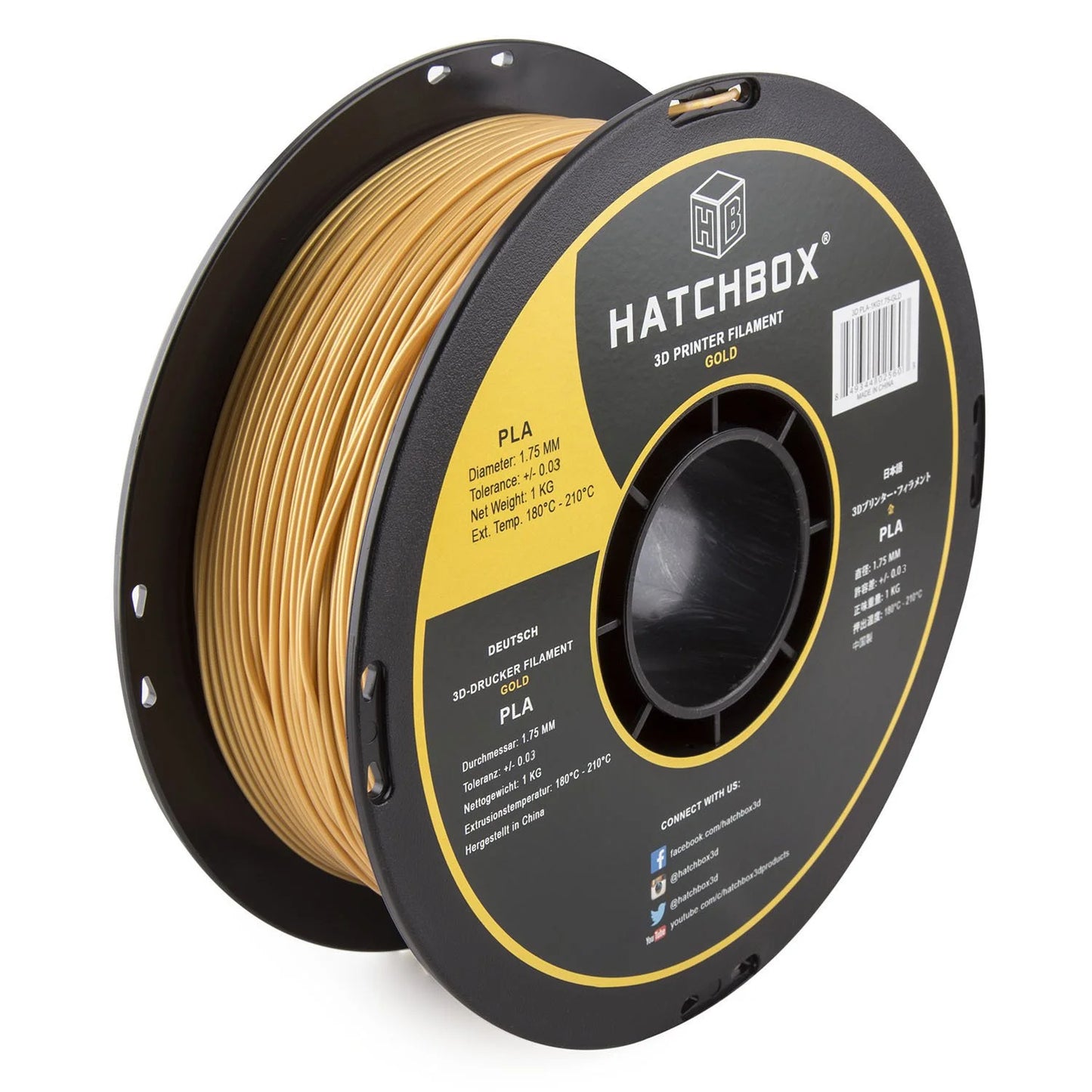 Hatchbox3D 1.75mm PLA - True Gold