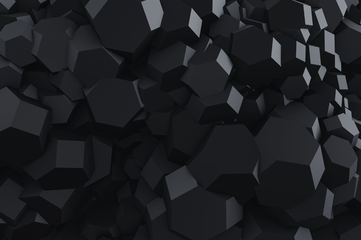 black and dark gray 3d hexagonal prisms