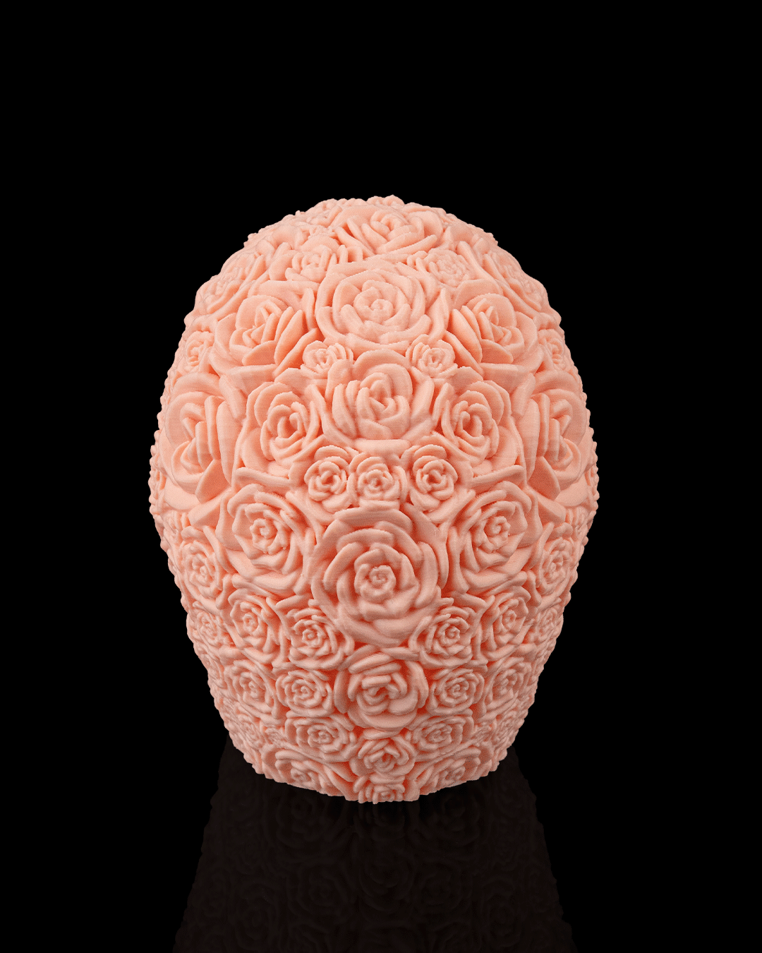 Back angle of the Bloom of Doom Skull, gothic 3D printed decoration, additional colors available.