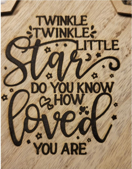 Contrive3D Wood Star Engraved Twinkle Twinkle Little Star Quote Lubbock Texas