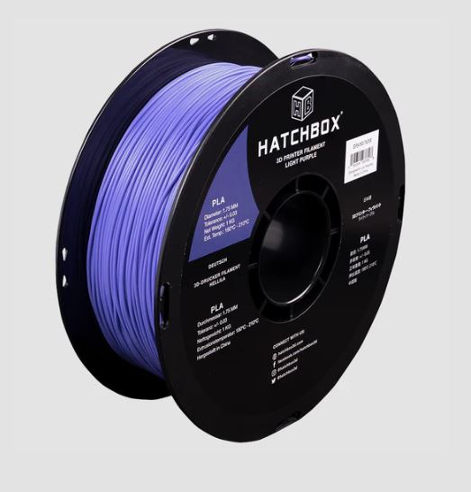 Contrive3D sells Hatchbox3D 1.75mm PLA 3D Printing Filament in Lubbock Texas. Pictured is Light Purple.