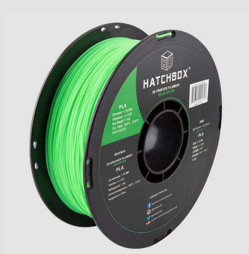 Contrive3D sells Hatchbox3D 1.75mm PLA 3D Printing Filament in Lubbock Texas. Pictured is Neon Green