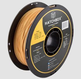 Contrive3D sells Hatchbox3D 1.75mm PLA 3D Printing Filament in Lubbock Texas. Pictured is Gold.