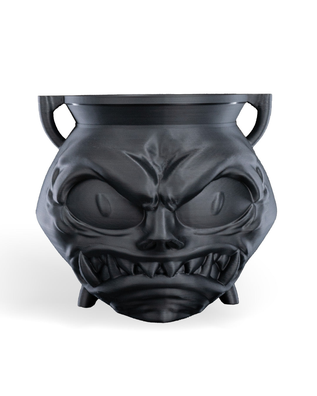 3D printed  Cauldron Candy Holder with sinister face, spooky décor, 14 cm tall.