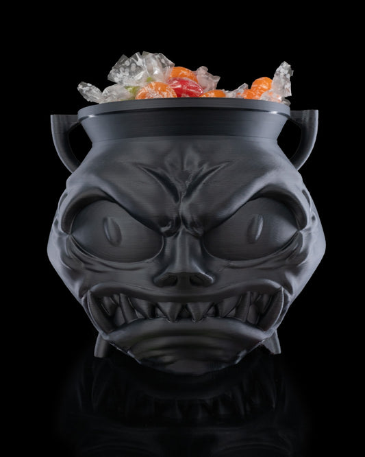 3D printed angry cauldron candy bowl for Halloween
