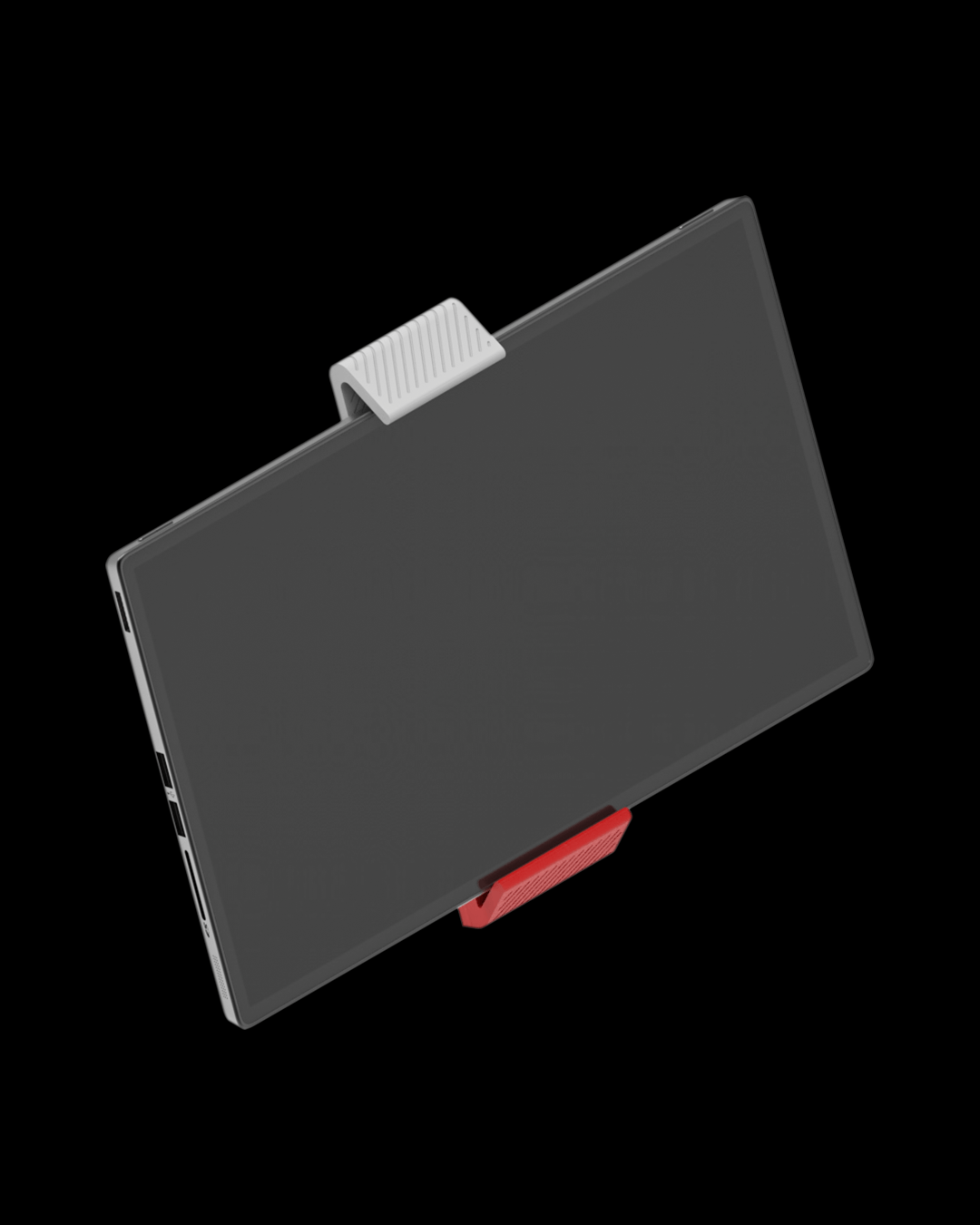 Phone holder component of AutoEase Complete Passenger Kit holding a tablet.