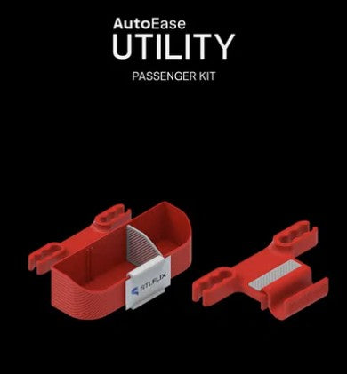 AutoEase Utility Passenger Kit components showing tray, bag hook, and mount adapter