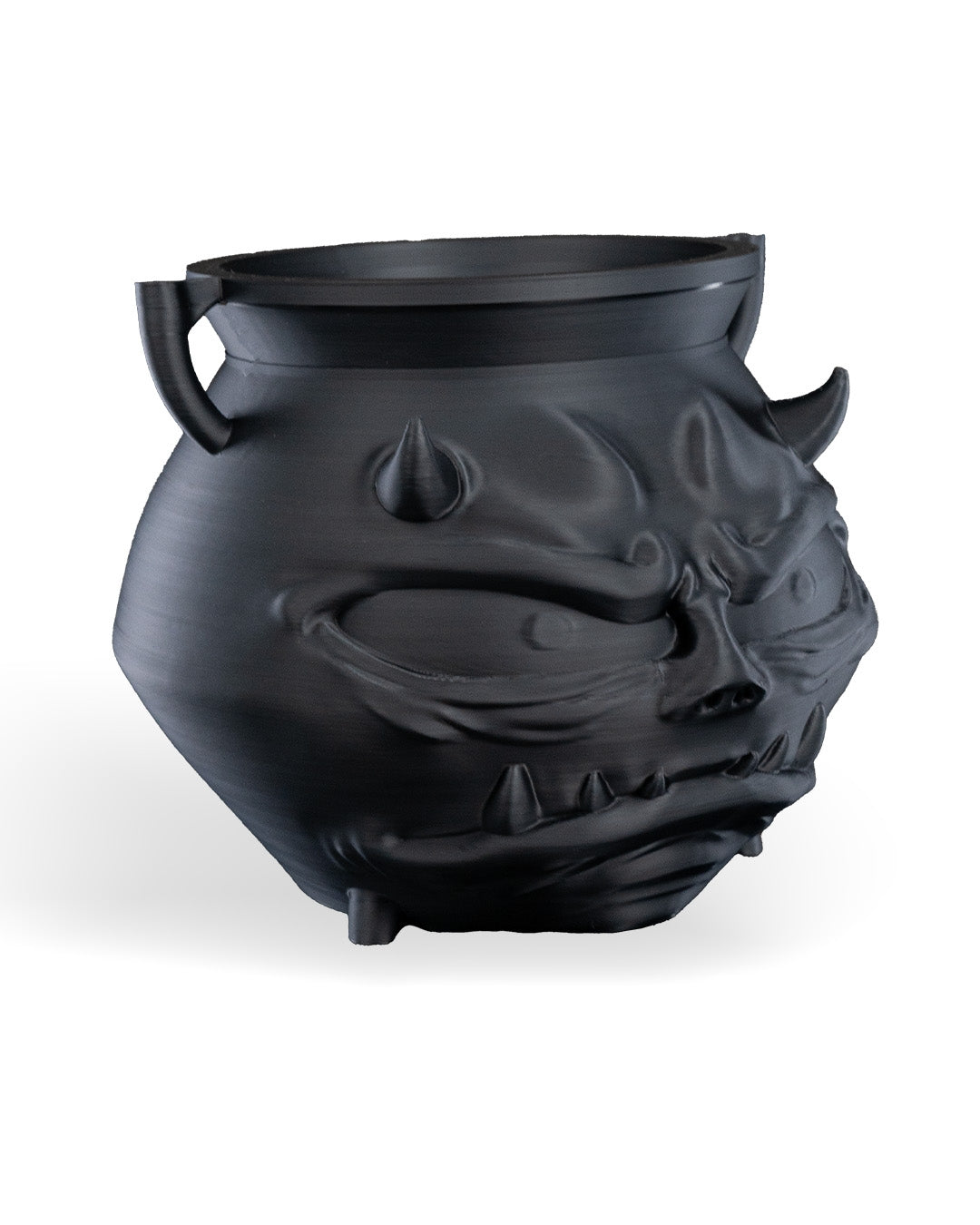 3D printed demonic serious cauldron candy holder with horns, Contrive3D Lubbock texas