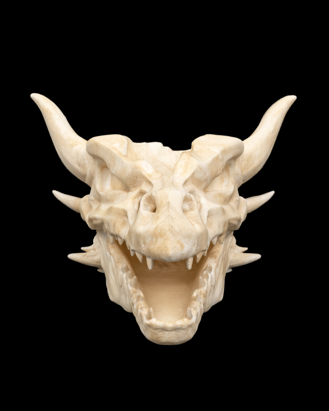 Front view of Drip & Decay gothic skull planter 17cm tall with dripping horned skull design.Empty design