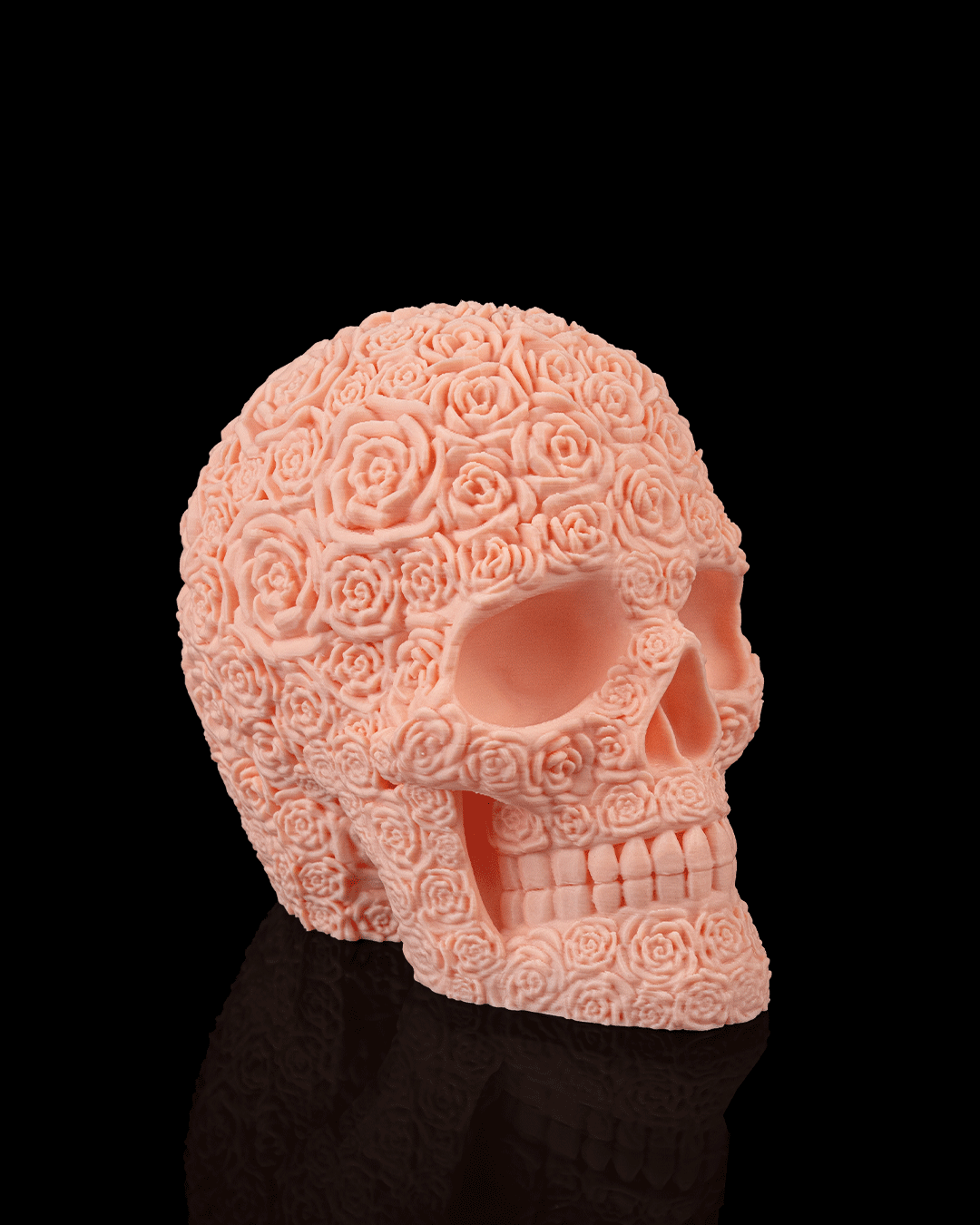 Decorative pink skull 3D printed in PLA, spooky home décor from West Texas.