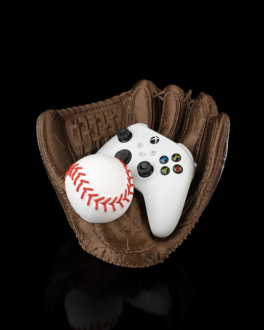 3D-printed baseball glove controller holder for Xbox and PlayStation