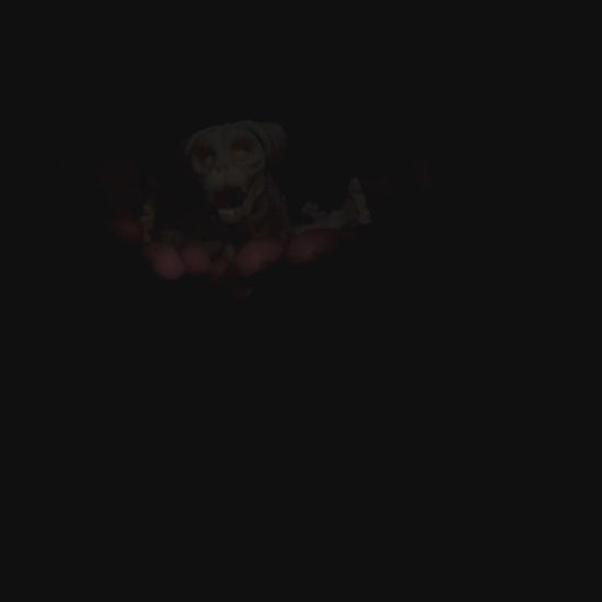 360-degree rotation video of articulated Skeleton Fidget Dog showing skeletal design and posable joints.