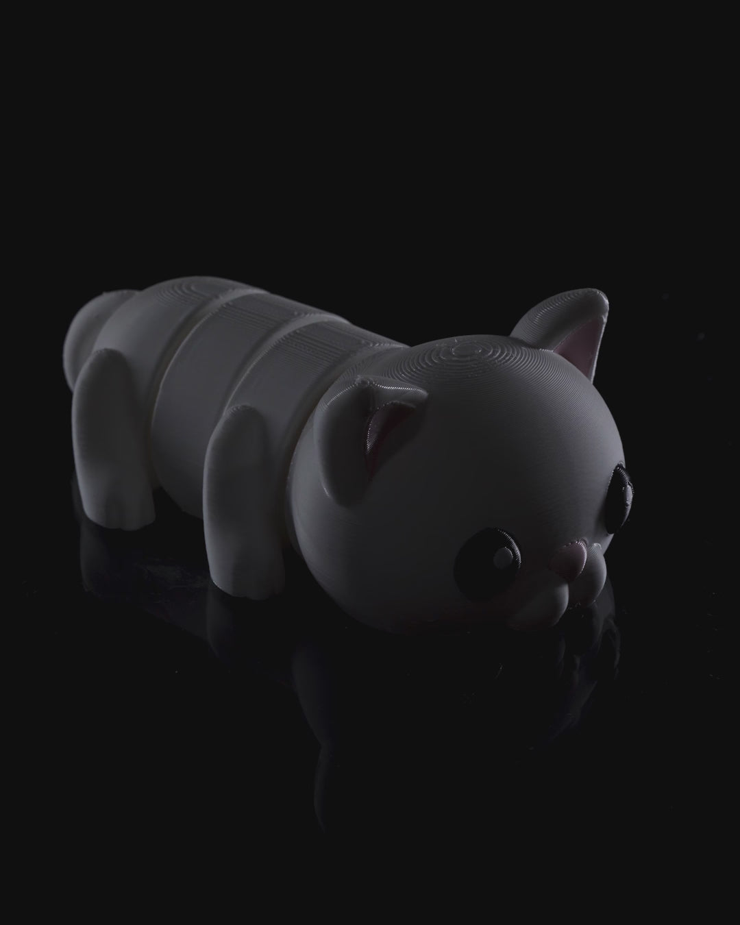 Video demonstrating the Flexi Cat's smooth articulated movement, showing how the 3D printed segments bend and flex.