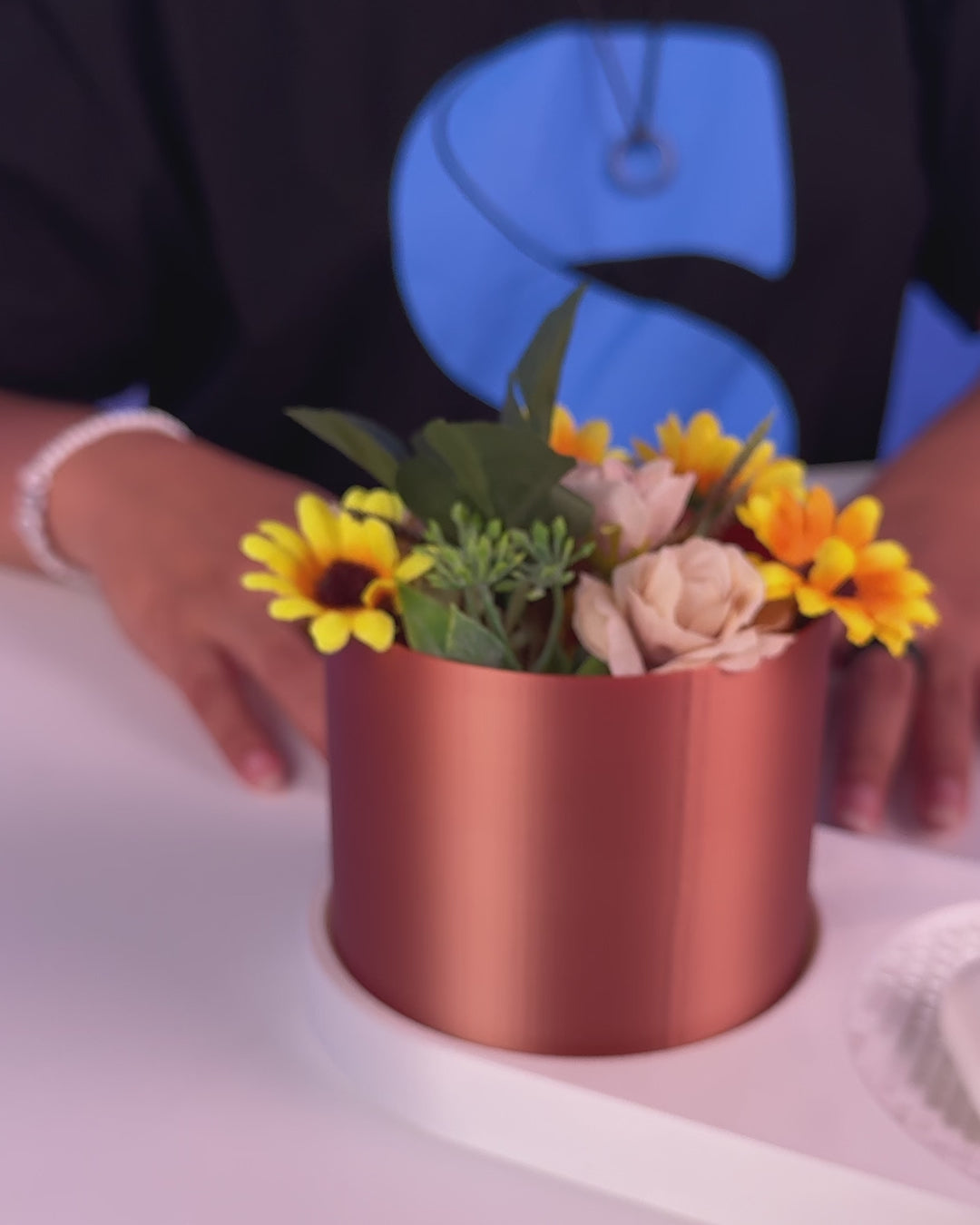 360-degree rotating view of VOXEL trinket dish and PETG mini planter with sealed brown pot