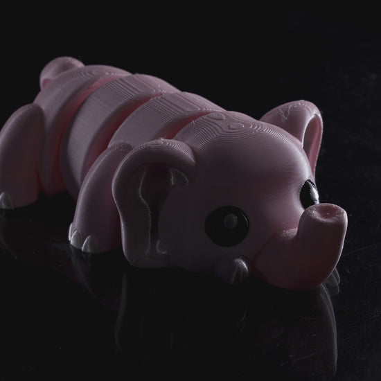 Video demonstrating the bending and movement of the 3D printed Cute Flexi Elephant in toy, keychain, and magnet versions.