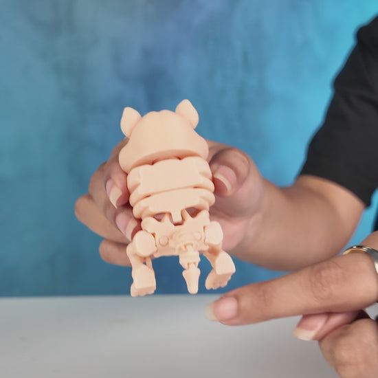 360-degree rotation video of articulated Skeleton Fidget Hamster showing posable joints and skeletal design