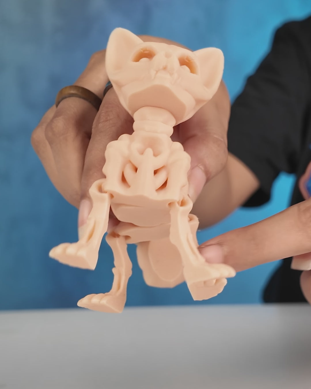360-degree rotation video of articulated Skeleton Fidget Fox showing skeletal design and posable joints