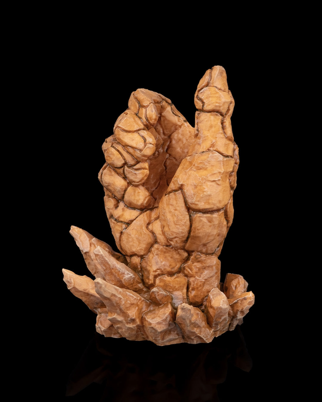 Rock-textured 3D print controller stand, standard brown color
