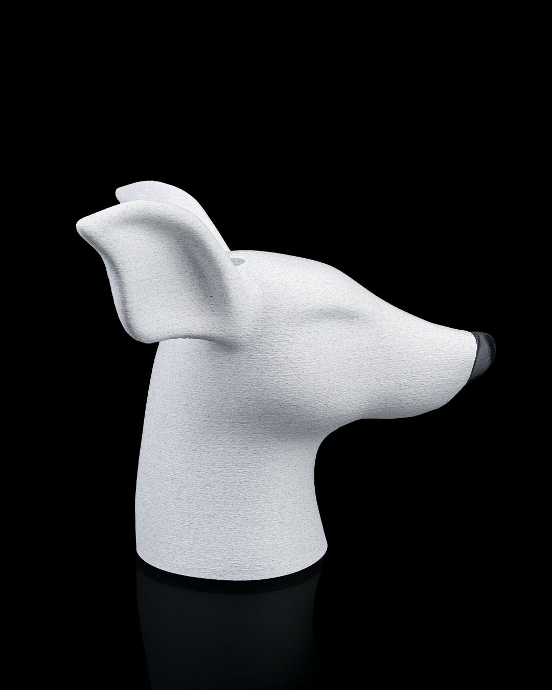 Side view of Rootolph the Planter showing smooth 3D printed surface and reindeer design.