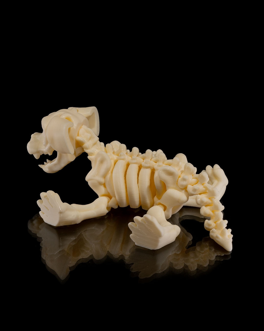 flat profile of Skeleton Fidget Dog 3D print showing bone structure and posable joints.