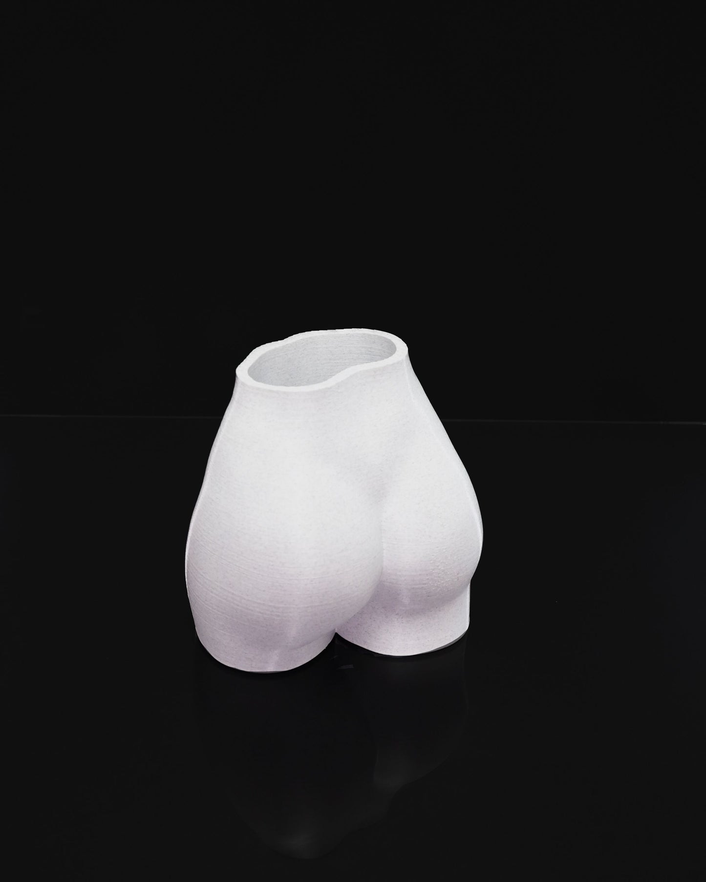 Female Summer Body Vase in PETG - rear view, showcased on black background.