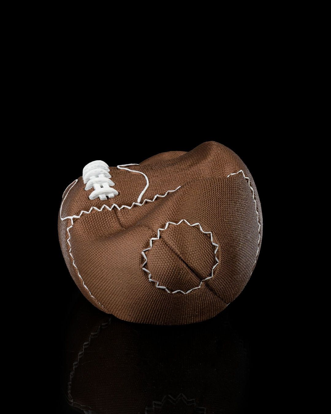 Brown 3D-printed football-themed stand for gaming controllers