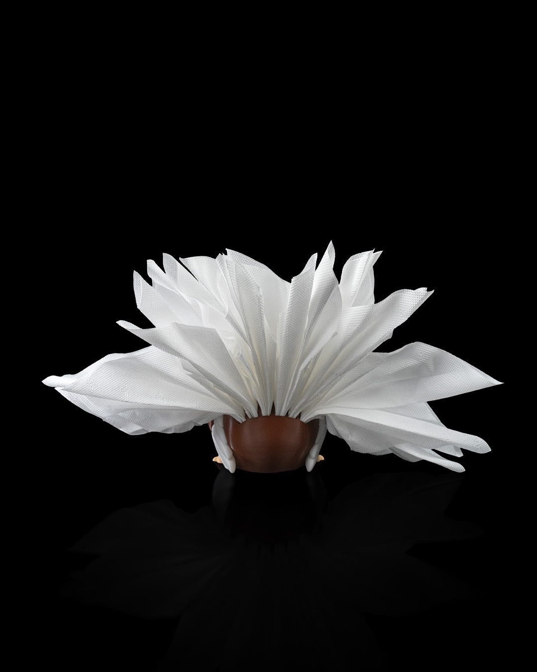 Rear view of the 3D-printed Turkey Fan Napkin Holder displaying napkins as tail feathers.